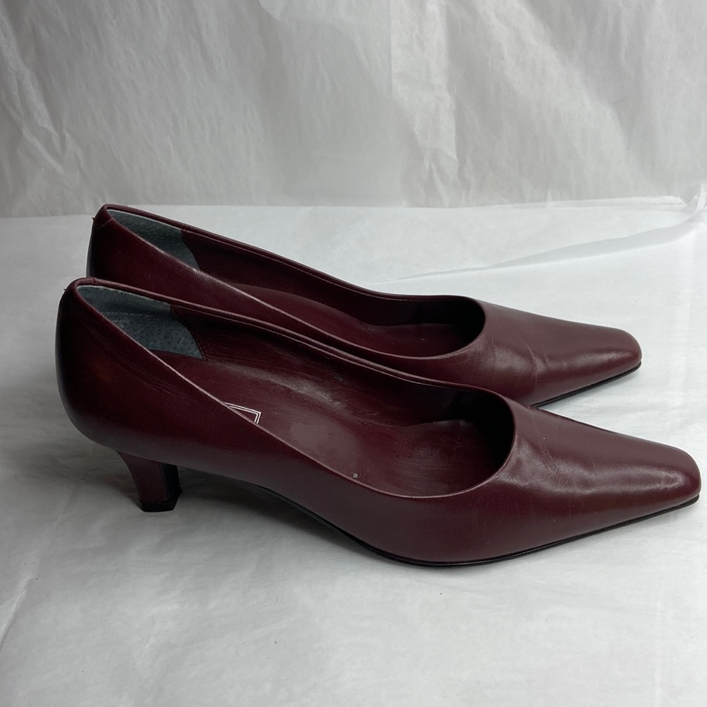 M. Patrick size 9 burgundy colored leather flats with 2 1/2” heel gently used